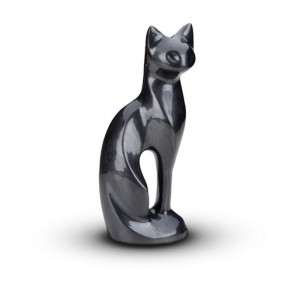 Sculpted Figurine - Cat Cremation Ashes Urn - BLACK